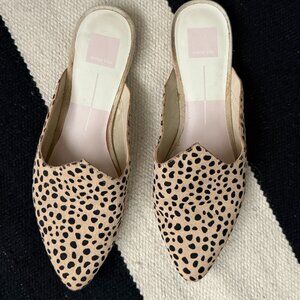 Dolce Vita Leopard Calf Hair Slides, Size 10